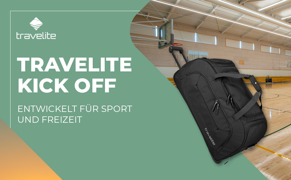Дорожня сумка на колесах Travelite Kick Off, розмір L (68 см), 65 л, чорна, тролей