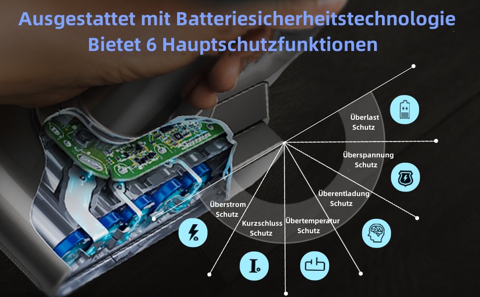 Батарея V8, змінна батарея FLYLINKTECH 6000 мАг для V8 Absolute/Animal/Fluffy, включаючи 2 фільтри (V10)