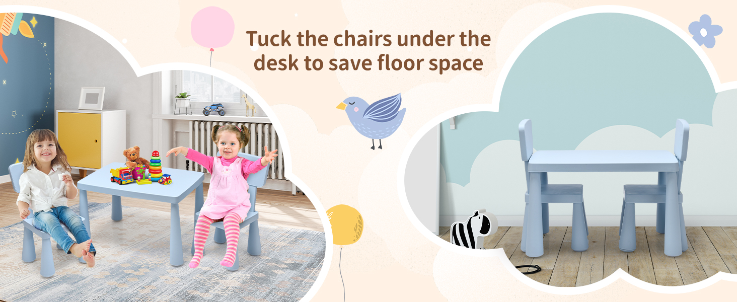 Дитячий столик LIFEZEAL з 2 стільцями, рожевий. Дитяча меблі з пластику, стіл і стільці для дівчаток та хлопчиків