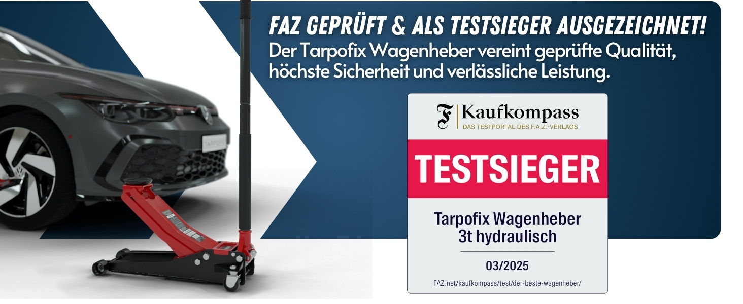 Гідравлічний домкрат Tarpofix® для легкових авто та SUV (3т, 85-475мм), низькопрофільний, подвійний циліндр, червоний