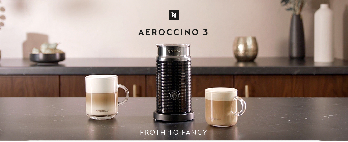 Піноутворювач молока NESPRESSO Aeroccino 3, електричний піноутворювач молока для 120 мл вершкового піноутворювача молока та 240 мл гарячого молока, чорного