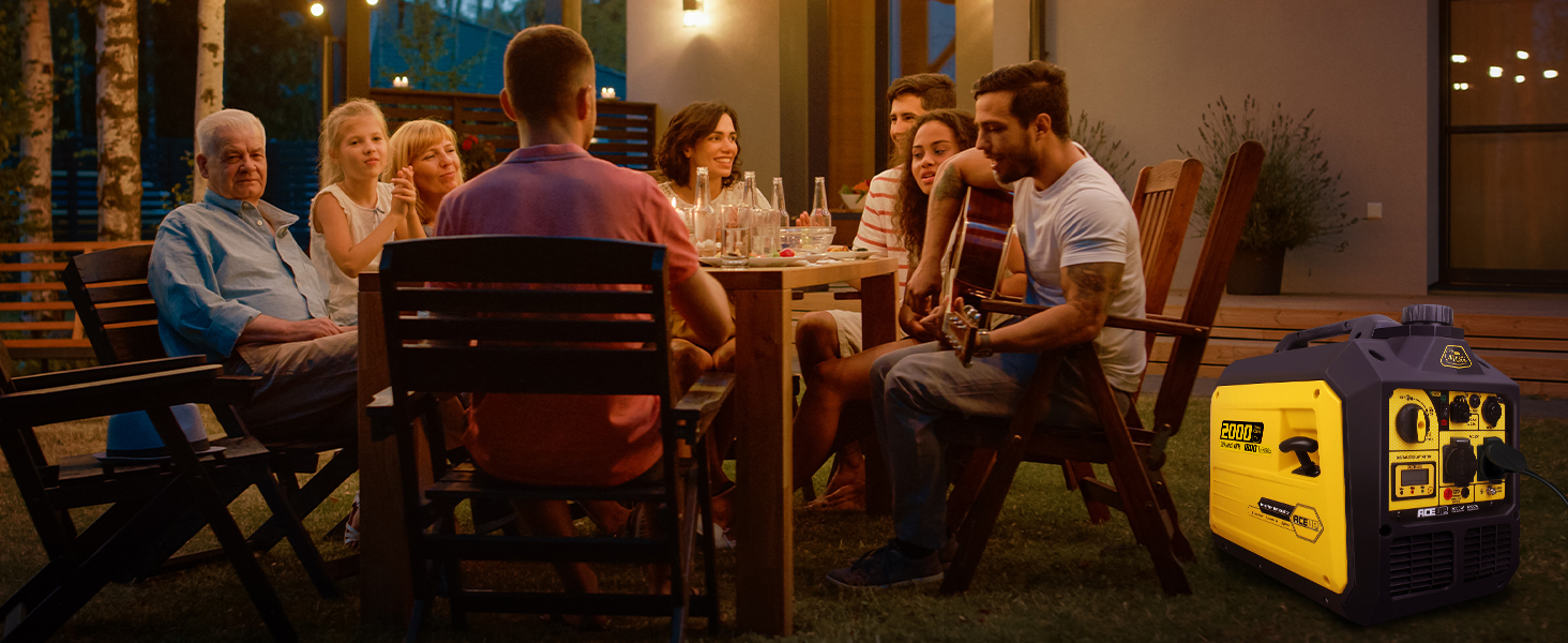 Інверторний генератор Aceup 3400W: бензиновий, 230V/12V, USB, цифровий дисплей, для дому, кемпінгу, 4-тактний, 23кг