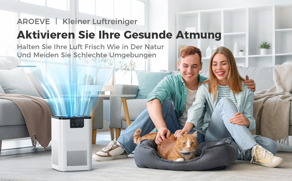 Повітряочисник Aroeve для спальні з ароматерапією, для дому, офісу, видаляє шерсть, пил, запах, 20dB