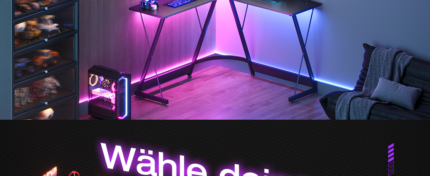 Ігровий стіл ODK, 120x120 см, L-подібний, для дому та офісу, чорний