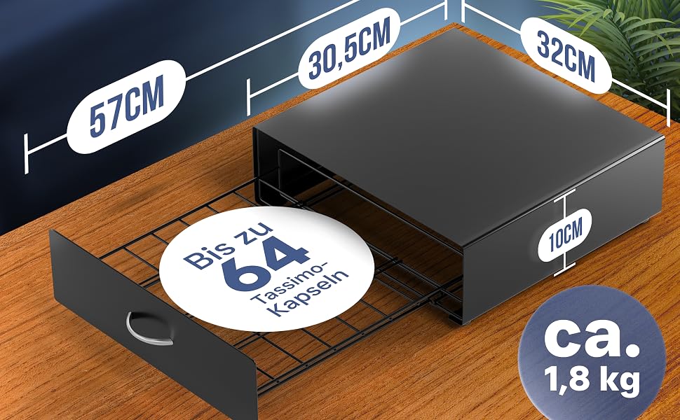 Тримач для капсул Tassimo на 64 кавових капсул, елегантний диспенсер-підставка для кавомашини Tassimo, чорний