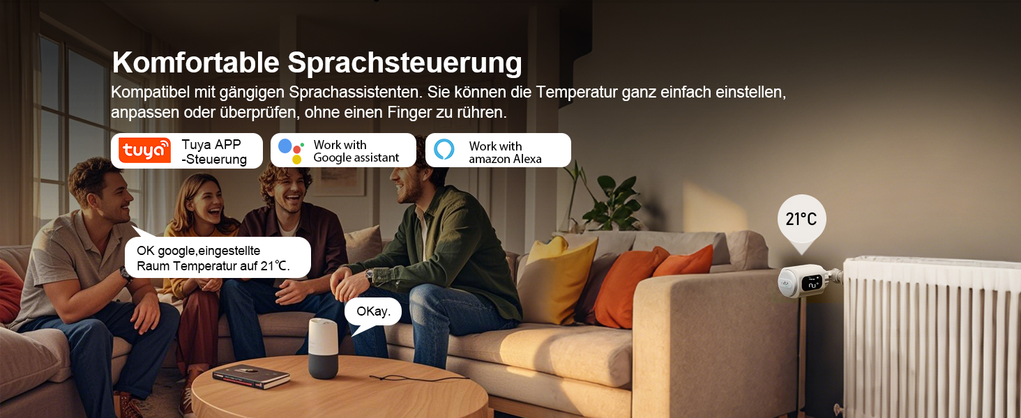 Smart термостат на радіатор 2 шт, Zigbee, бездротовий, з керуванням Tuya (Alexa, Google Assistant), енергозбереження