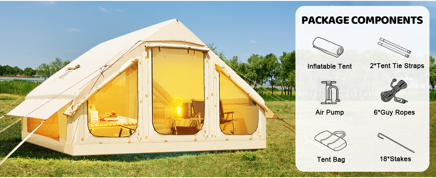 Надувний намет для кемпінгу Oxford 4-6 осіб, водонепроникний, Air Glamping - швидкозбірний намет для відпочинку на природі