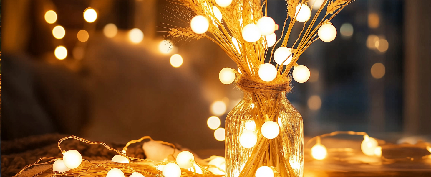 Гірлянда світлодіодна Kugel 12м, 120 LED, тепле біле світло, 8 режимів, таймер, IP44, для декору саду, тераси, балкону, кімнати, вечірки