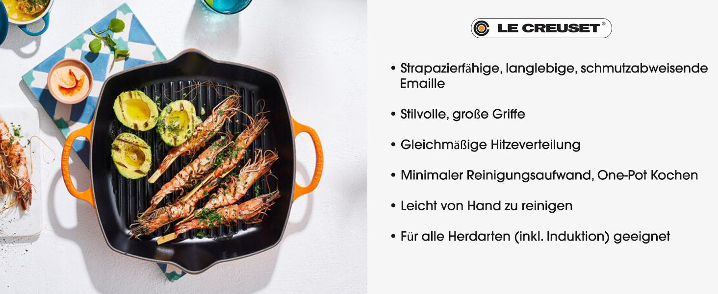 Сковорода-гриль LE CREUSET Signature квадратна 30 см, чавун, чорна матова, для всіх плит та духовок