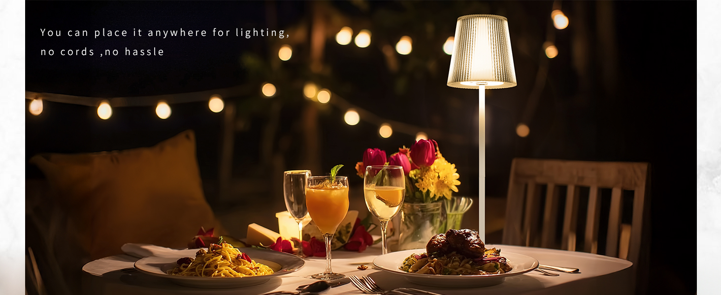 LED настільна лампа LuminexDesigns бездротова з акумулятором 5200mAh, диммер, IP54, для спальні, офісу, саду, білого кольору, 1 шт. (Сучасний, компактний)