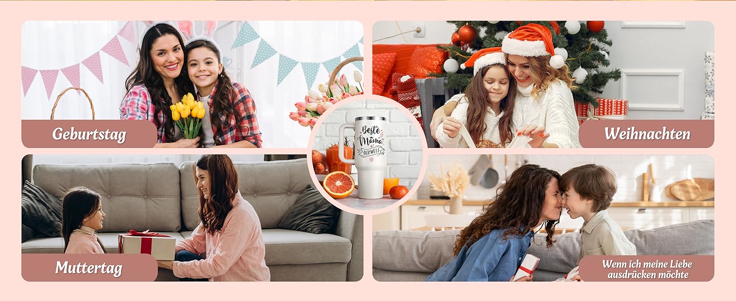 Термокружка 40oz з кришкою та трубочкою - подарунок мамі на день народження, на Різдво, від дочки/сина