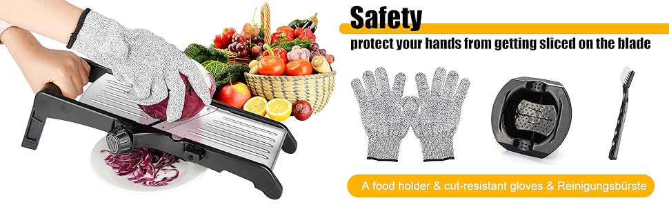 Мандоліновий ніж, 7-в-1, набір для нарізки овочів: овочерізка, тертка для картоплі, цибулі, огірків, капусти, рукавички та щітка для чищення