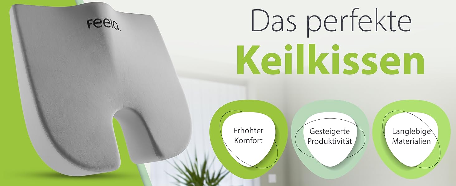 Ортопедична подушка-клинок Feela® для сидіння: 3 ступені жорсткості, для автомобіля та дивану, для спини, срібна, м'яка (50-80 кг)