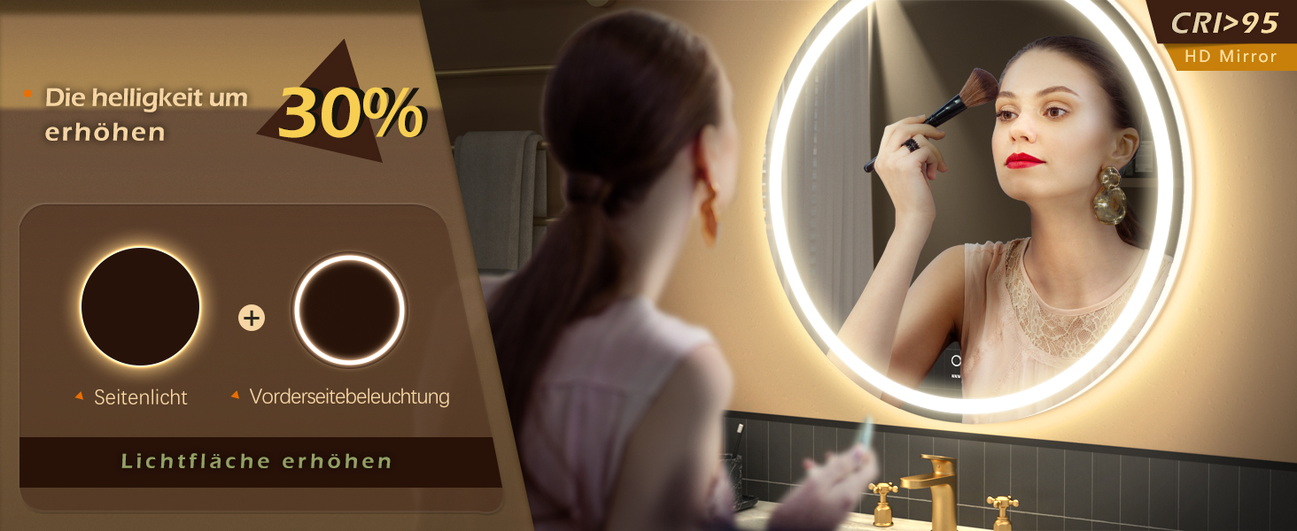 LED дзеркало для ванної кімнати KWW 80 см з регулюванням кольору, протитуманне, диммер, сенсорне керування