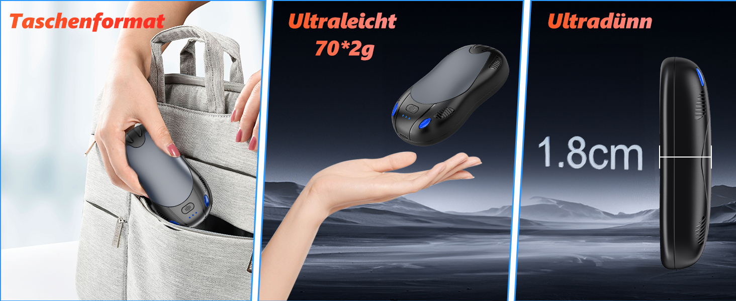 Електричні грілки для рук FANDLISS з магнітом, 10000mAh, 2 шт., з двостороннім нагрівом, USB, 3 режими, для активного відпочинку, подарунок