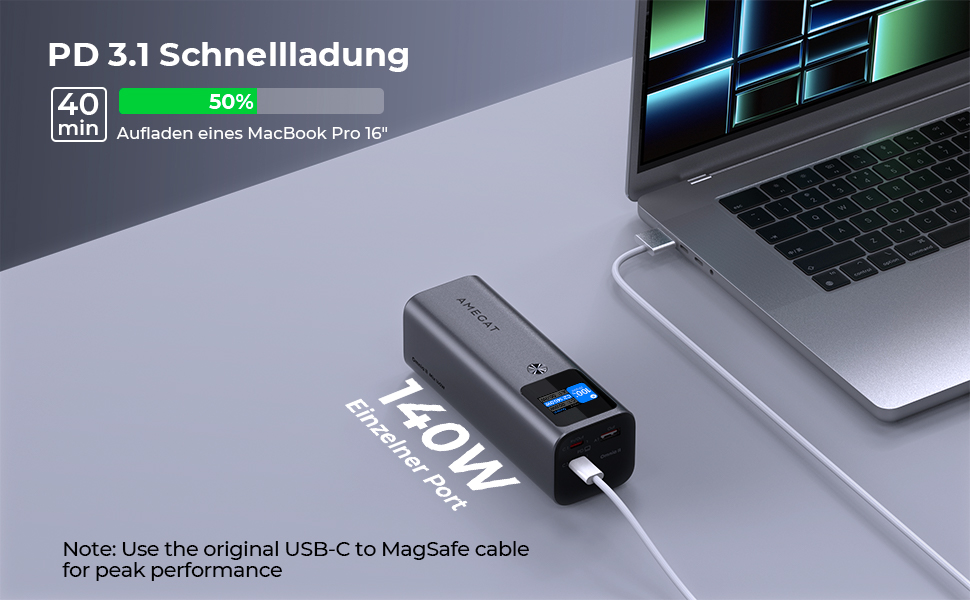 Вт, Power Bank 27600 мАг, зовнішній акумулятор USB C, 3 порти, цифровий дисплей, швидка підзарядка 140 Вт, для ноутбуків, планшетів, смартфонів, навушників тощо, 140