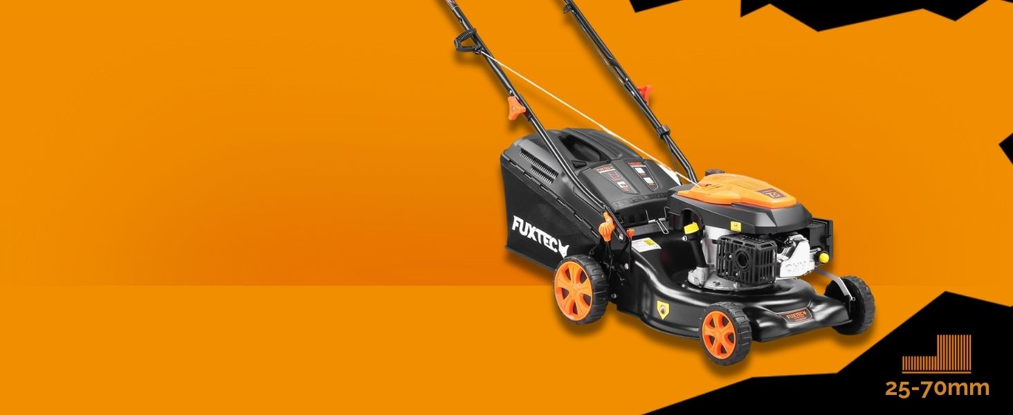Бензинова газонокосилка FUXTEC FX-RM4646ECO 3в1 • 3,5PS, 2,6kW, 46см ширина зрізу, 50л травосбірник, мульчування, викид ззаду
