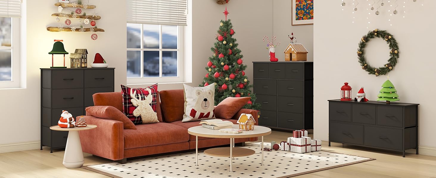 Тканинна комода з шухлядами Somdot - комод для спальні, вітальні, прихожої, 8 шухляд, білий (30T x 80B x 93H см)