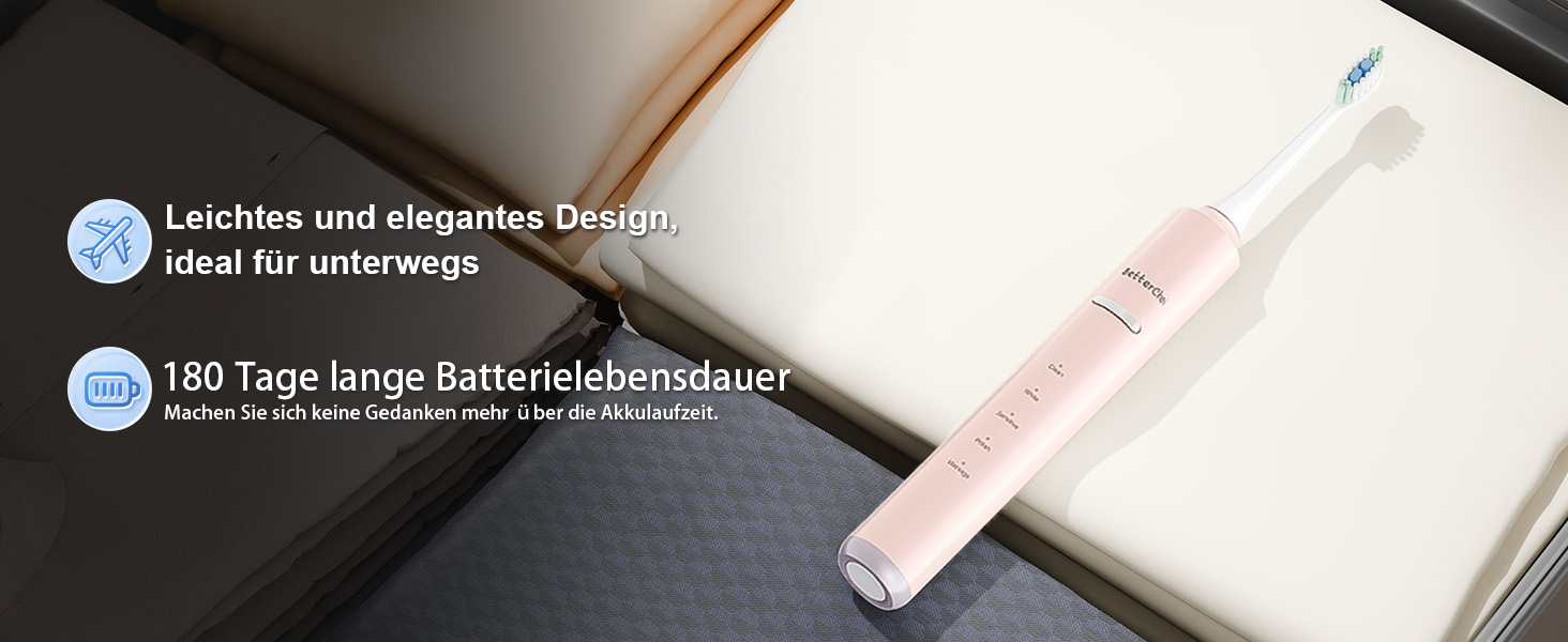Електрична зубна щітка Betterchoi з магнітною левітацією, 41 000 VPM, 4 насадки, IPX7, 180 днів роботи від акумулятора, 5 режимів, таймер, рожева