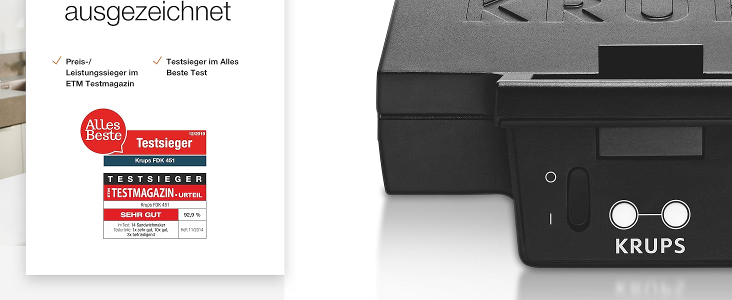 Тостер для сендвічів Krups FDK451: трикутні тости, антипригарне покриття, 850 Вт