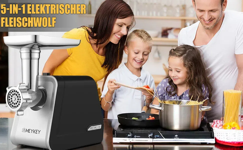 Електричний м'ясоподрібнювач COOCHEER 2000W з 3 насадками для фаршу, ковбас та кіббе | Для дому та дитячого харчування