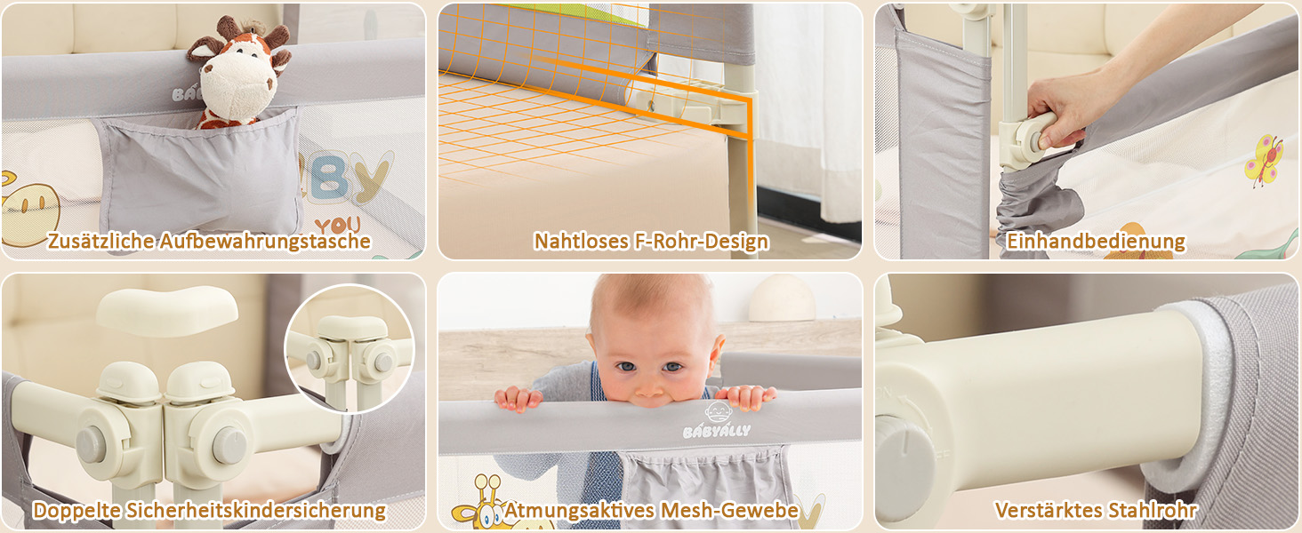 Бортики для ліжка дитячі 3 шт. (2x200 см + 1x180 см) складні, захист від випадання, малюнок 'Джунглі', для малюків та дітей