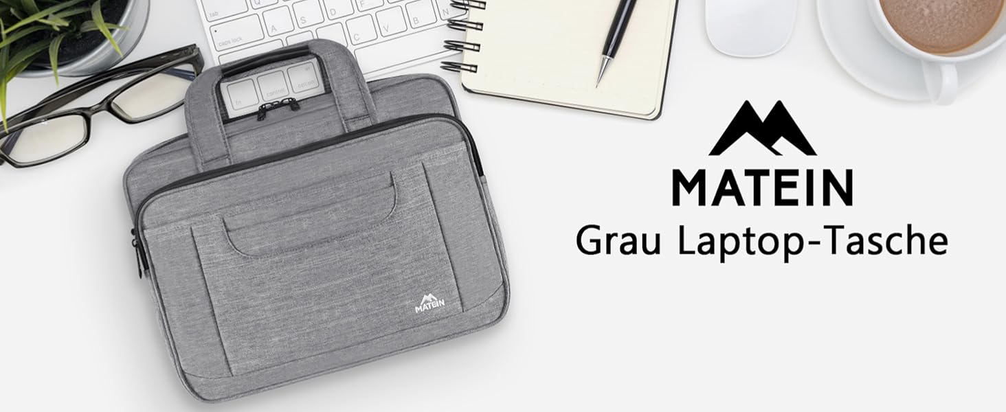 Сумка для ноутбука MATEIN 17 дюймів, ділова сумка-портфель для чоловіків, сіра (підходить для 15-17 дюймів)