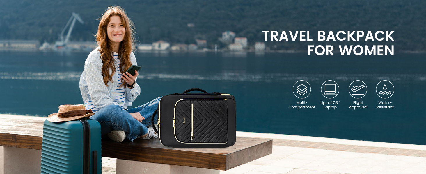 LOVEVOOK Рюкзак для ручної поклажі 40L, жіночий, для подорожей, великий, сумка-валіза, рюкзак для ноутбука 17.3