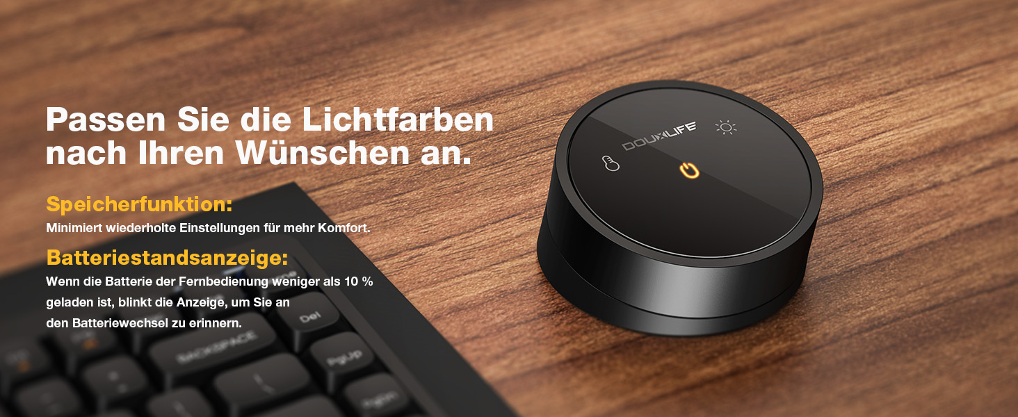 Світлодіодна лампа для монітора Douxlife Screenbar з сенсорним керуванням та пультом дистанційного керування, USB-зарядка, регульована яскравість та колірна температура, захист очей для ПК, чорний