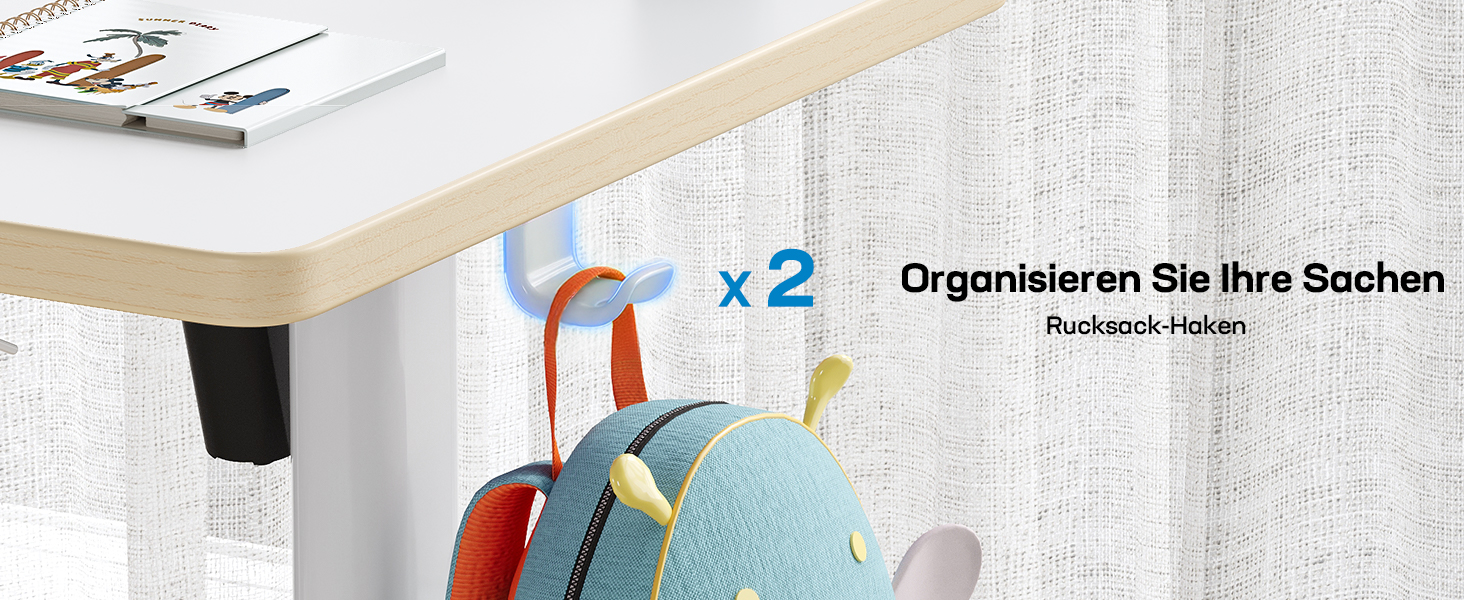 Електричний дитячий стіл HUANUO, 120 x 60 см, регулювання висоти, 3 рівня, білий