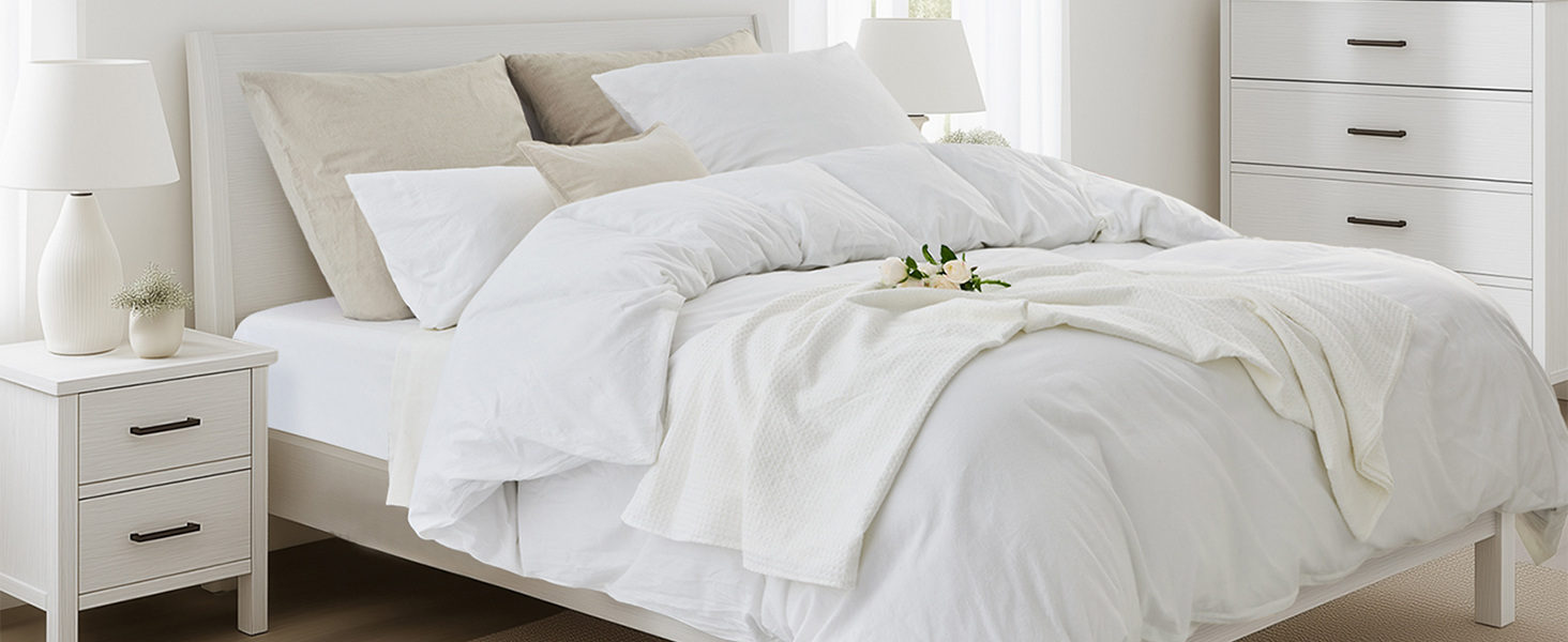 Комплект постільної білизни 200x220 з бавовни, бежевий, суперм'який, 100% бавовна, випрана, з льоноподібною текстурою, ÖKO-TEX, комплект 3 шт. (200x220 + 2 x 80x80)