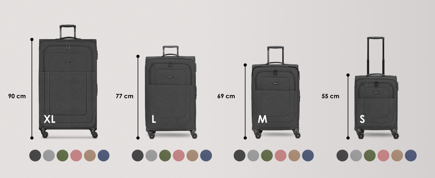 Набір валіз REDOLZ 3 шт. для жінок та чоловіків | Легкі та стійкі дорожні валізи з високоякісним softcase, 4 подвійні колеса, TSA-замок, розширювані (Essentials 12) Оливковий колір