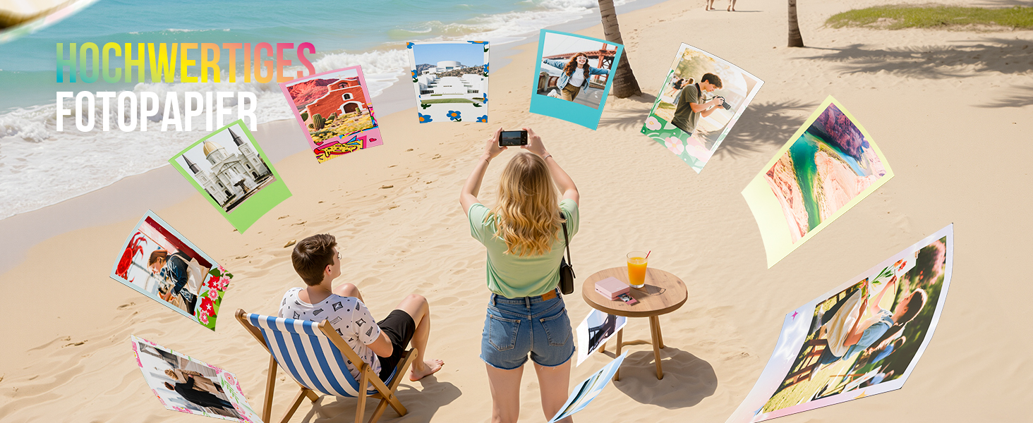 Портативний міні-фотопринтер Nelko PP01: кольоровий, для смартфонів iOS & Android, з 20 паперами, наклейки, AI APP, фіолетовий