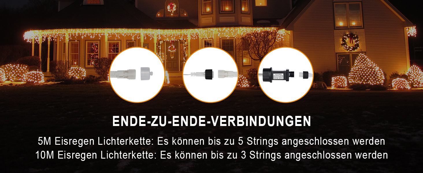 Світлодіодна гірлянда-завіса Eisregen 624 LED (10м, теплий білий) з таймером та 8 режимами, водонепроникна IP44 для вулиці та дому