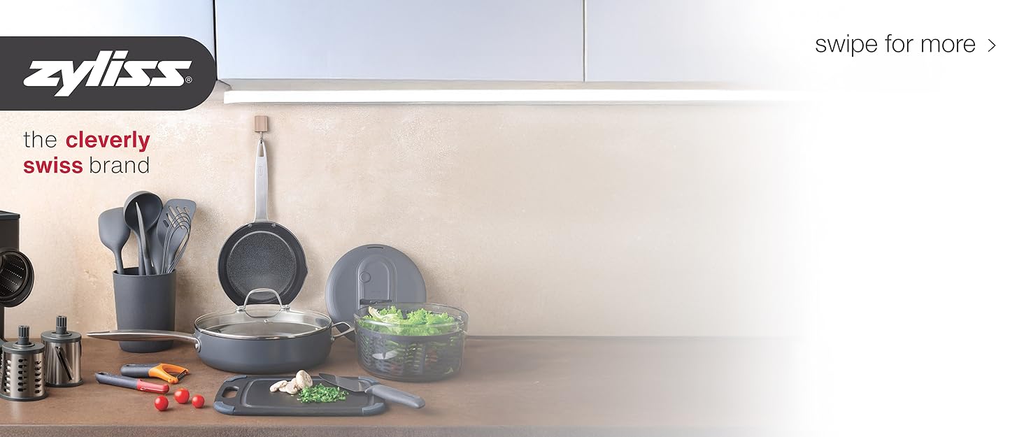 Набір кухонних помічників Zyliss E980244 7-TLG: силікон, нейлон, пшеничне волокно, нержавіюча сталь, сірий колір