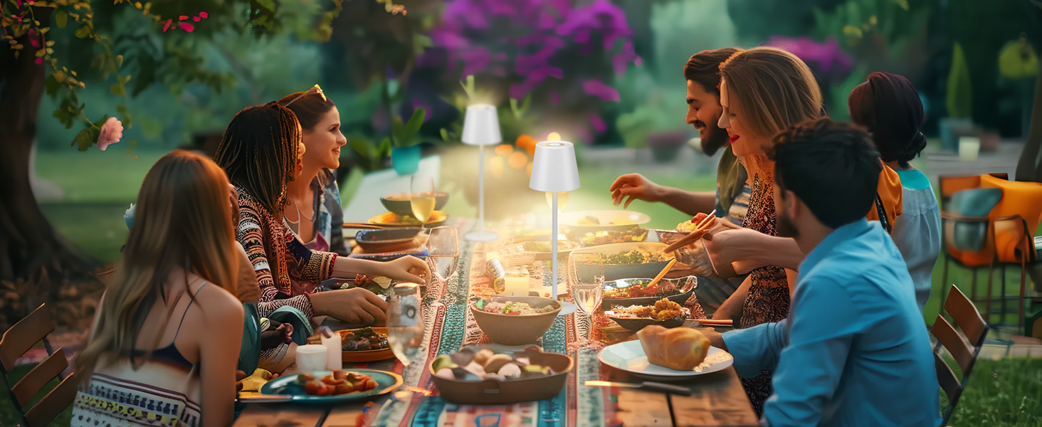 Дві бездротові LED-лампа настільні, перезаряджувані, 3000K та RGB, USB-C, 5500mAh, вологостійкі (Білий, 2 шт.)