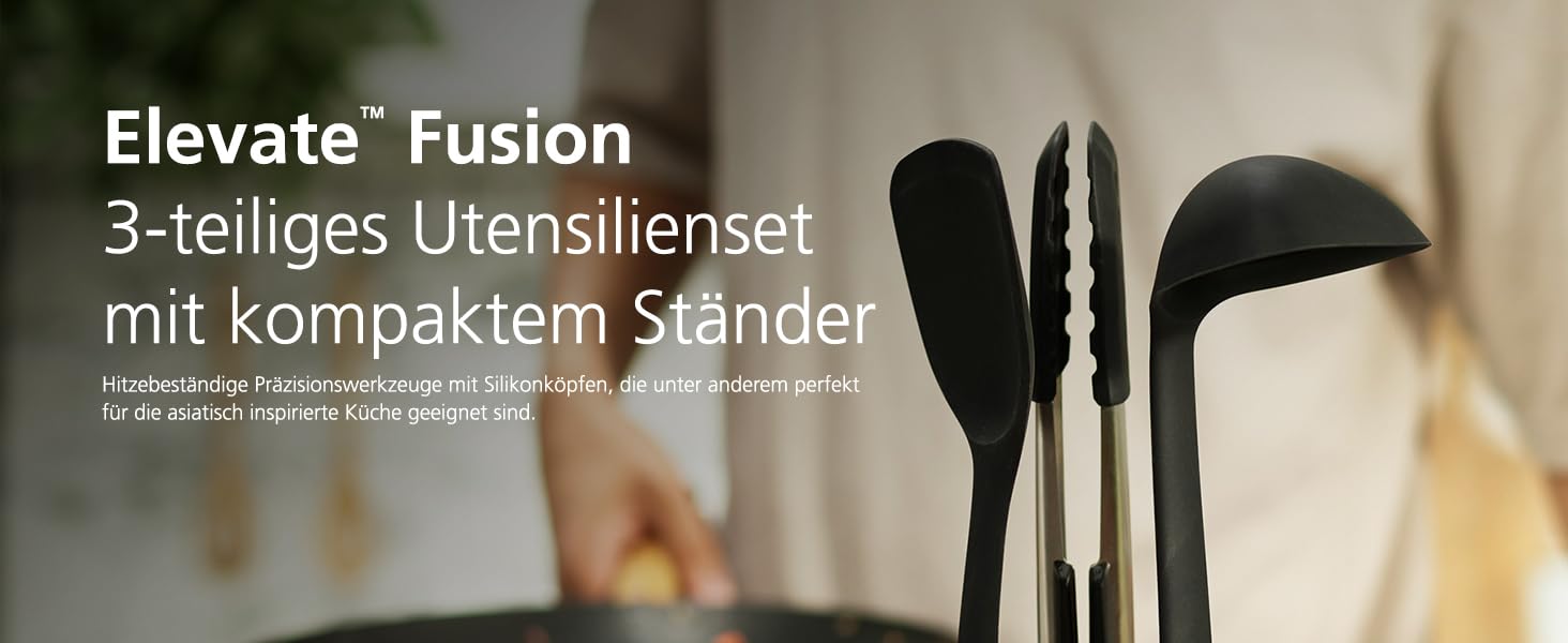 Набір кухонних аксесуарів Joseph Joseph Elevate Fusion (5 шт.) з підставкою, кухонні інструменти, BPA-free, термостійкі, з антипригарним покриттям, нержавіюча сталь