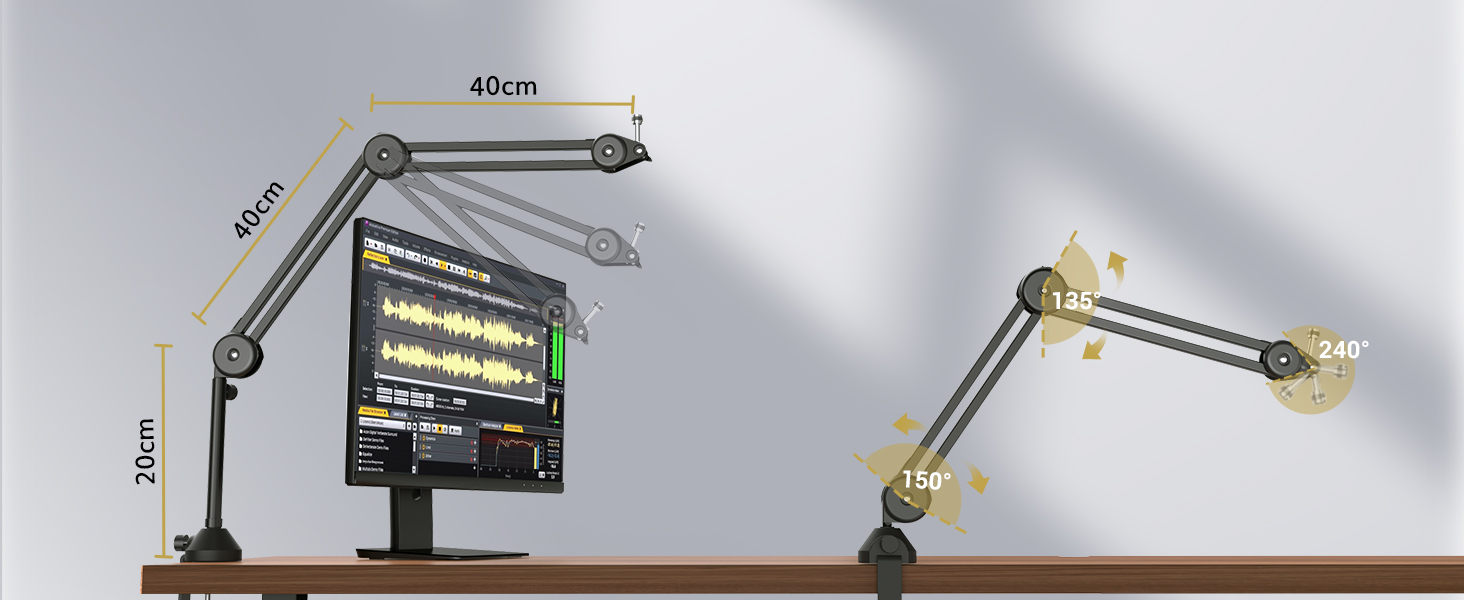 Мікрофонна стійка TONOR T50 (40+40+40 см) з поп-фільтром, кріплення 3/8