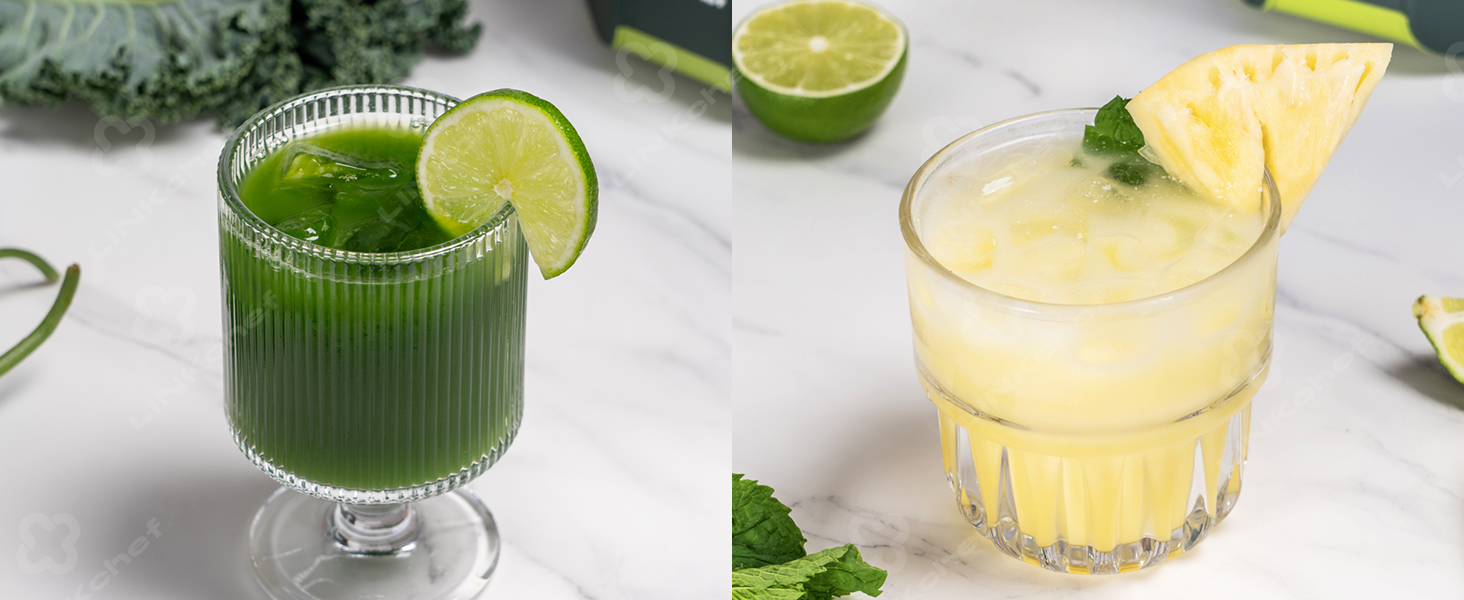 LINKChef Швидковичавник Slow Juicer: холодний віджим, для овочів та фруктів, легко миється, BPA Free, 200W (зелений)