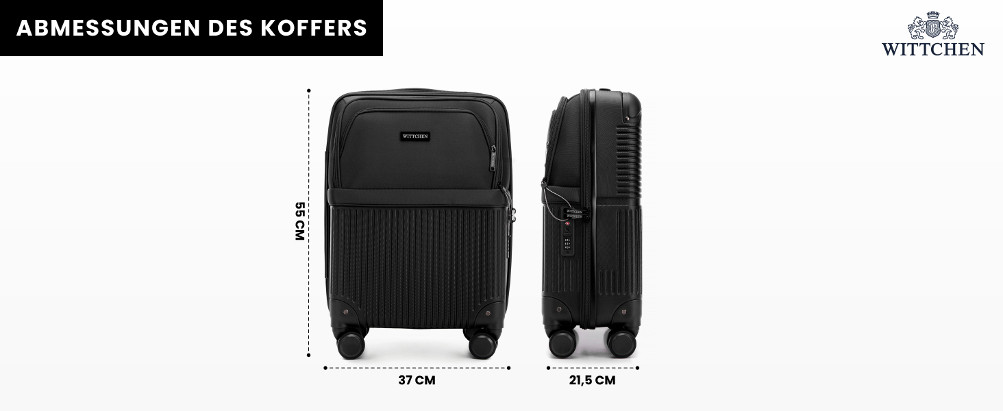 Набір валіз WITTCHEN AXIS 3 шт. | Чорний | ABS+Нейлон | Ручна поклажа M L | TSA замок, телескопічна ручка, 360° колеса