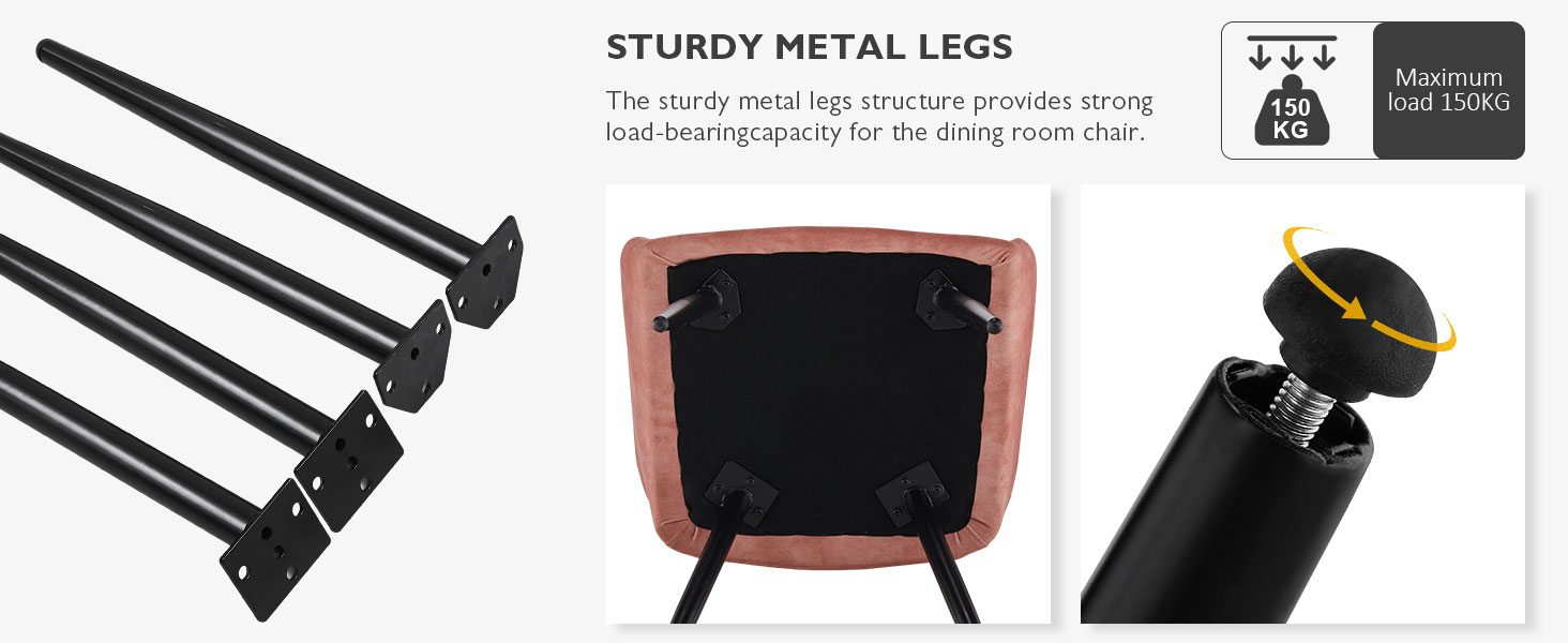 CLIPOP Комплект стільців для їдальні з підлокітниками, м'яке крісло, оббивка з штучної шкіри, для кухні, вітальні (6 шт., оксамит персиково-рожевий)