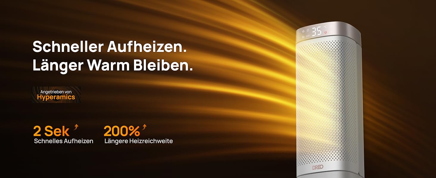 Електричний обігрівач Dreo 16 дюймів з термостатом, 70° обертання, дистанційне керування, захист від перекидання та перегріву, тихий керамічний вентилятор для дому