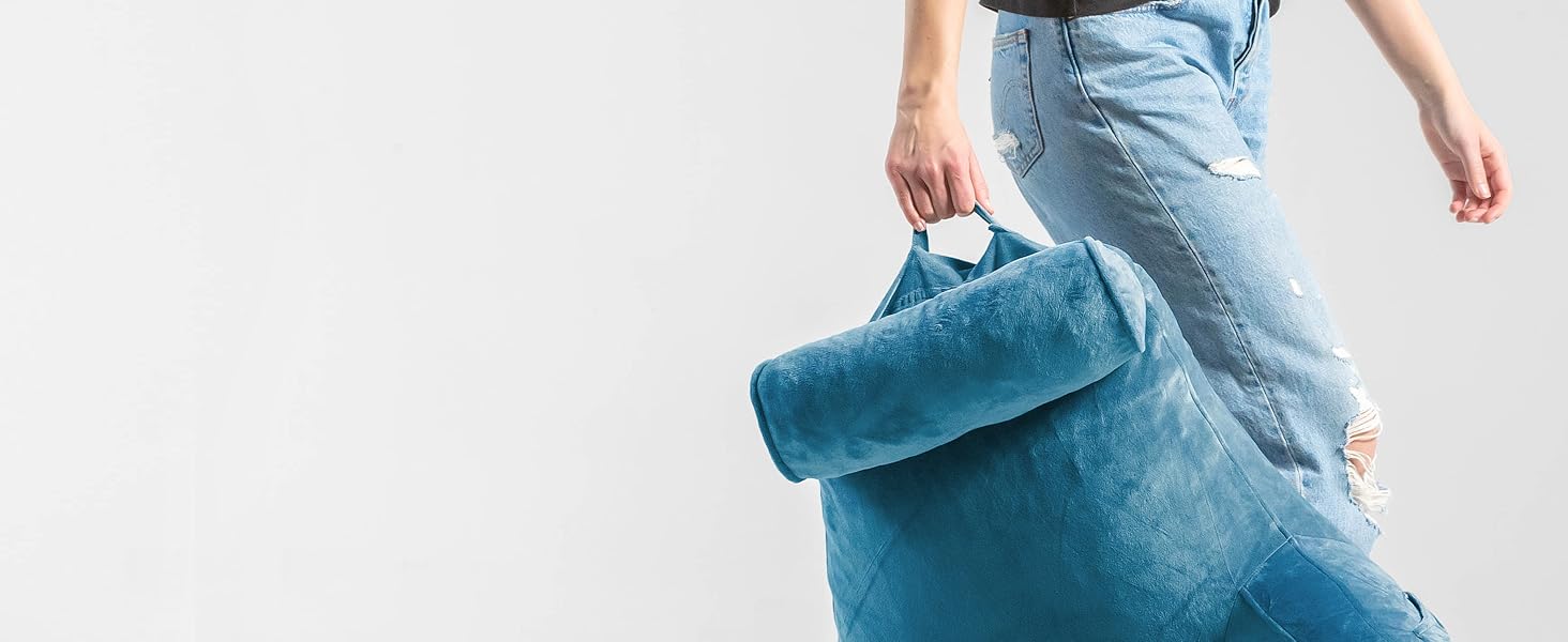 Подушка для читання Ella Lesekissen для ліжка та дивану з знімною подушкою для шиї - спинна подушка для ліжка. Зроблена з піни з пам'яті з підлокітниками, ідеально підходить для читання, перегляду телевізора, відпочинку або як спинна підтримка (Блакитний)