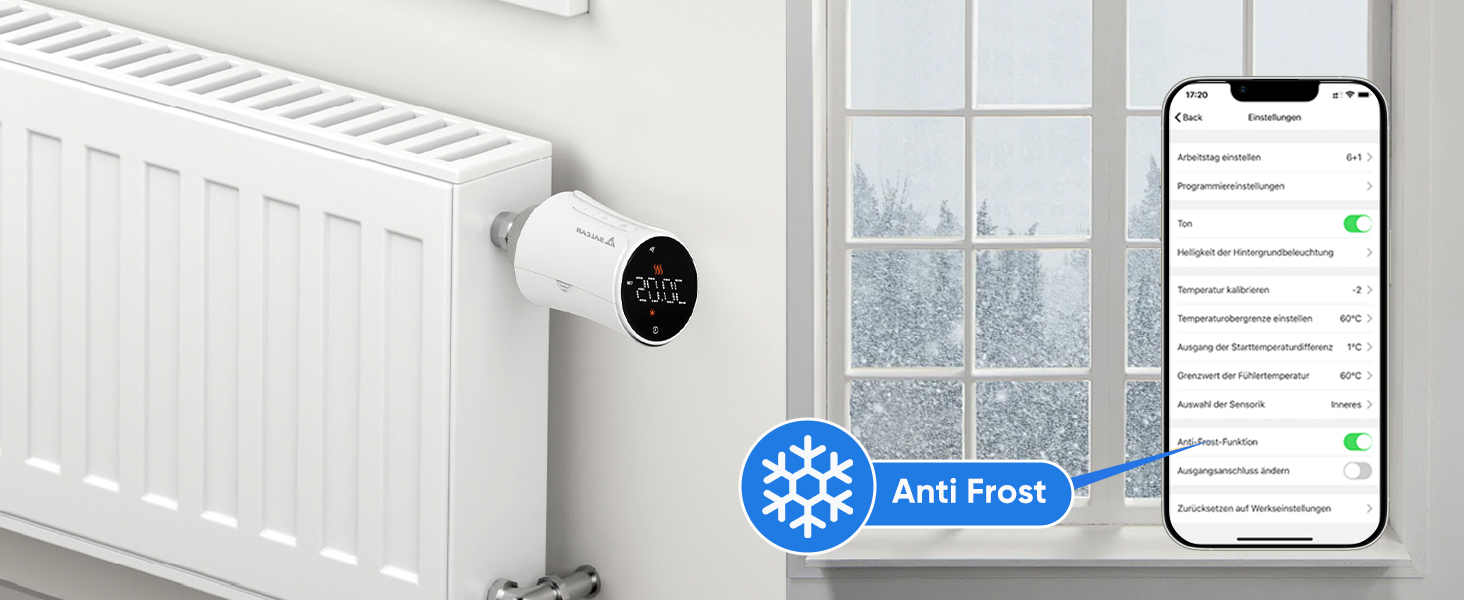 Розумний термостат для радіатора Salcar WiFi, сумісний з Alexa та Google Home, програмований, Tuya Smart, без шлюзу