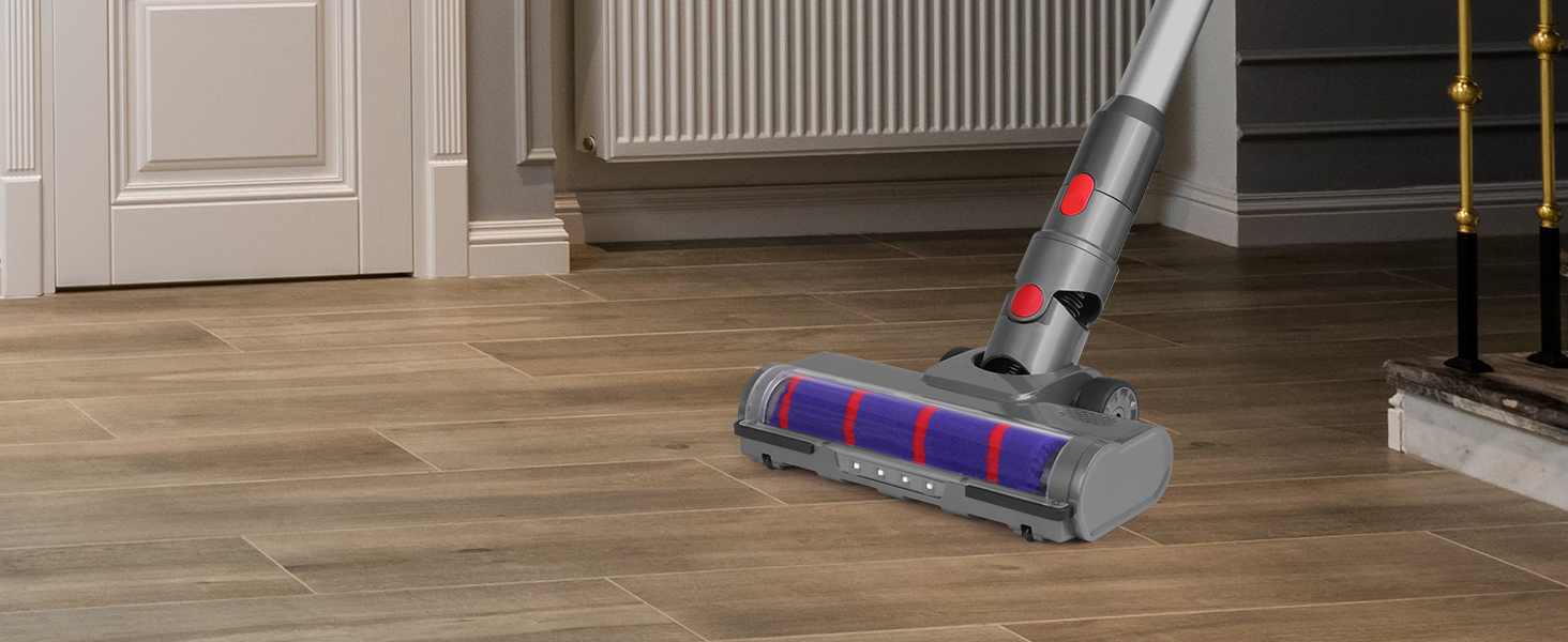 Щітка Suzao для Dyson V7 V8 V10 V11 V15 sv10, sv12, sv14, sv15, насадка для підлоги з м'якою щіткою, валик 4LED і блокування спускового гачка, змінні насадки для килимів, паркетних підлог, аксесуари для твердих підлог