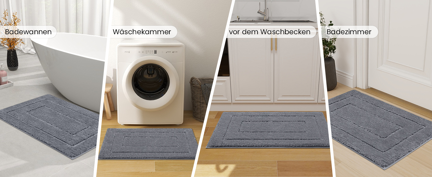 Набір килимків для ванної кімнати Homaxy з мікрофібри, 2 шт., нековзні, миючі, м'які, водопоглинаючі, для ванної кімнати - 40x60 см + 60x90 см, темно-сірий