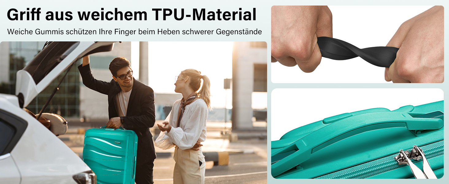 KONO Чемодан середнього розміру 65см з поліпропілену з TSA замком, 65x46x26.5см (Зелений)
