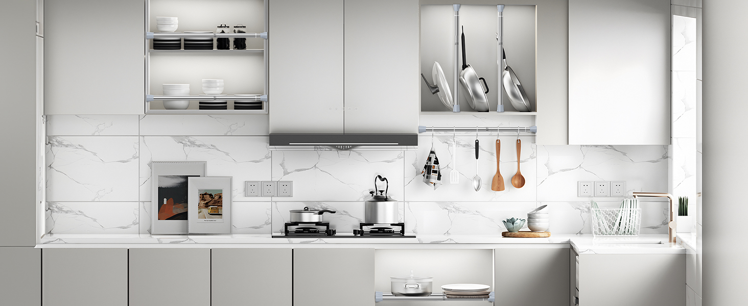 Штанга для штор без свердління AIZESI, 113-197 см, телескопічна, чорна (діаметр 22 мм)