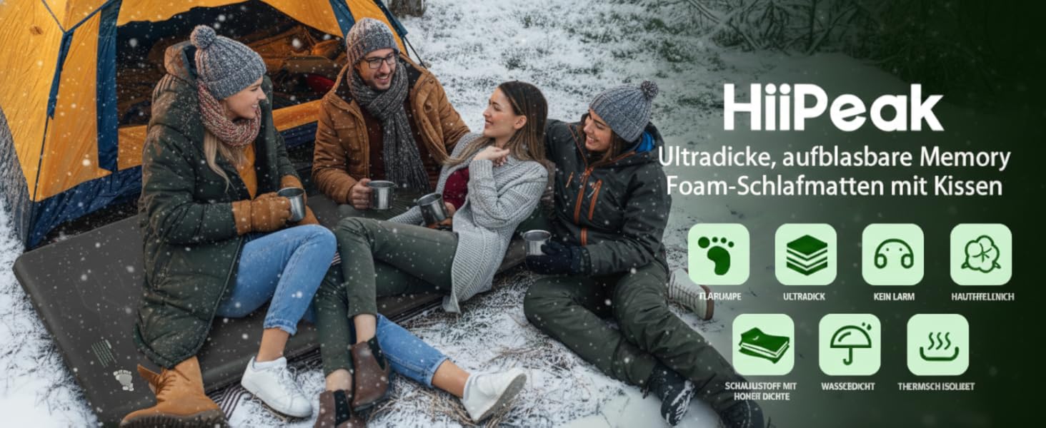 Термоматрац HiiPeak Isomatte R-Wert 9,5: зимовий ізоляційний кемпінговий килимок з подушкою для походів та кемпінгу, сірий