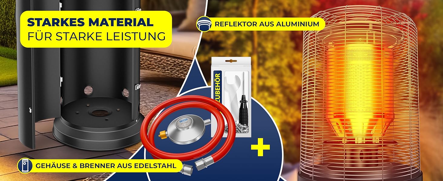 Газовий обігрівач KESSER® KE12 - Тепло для тераси. Потужність 10 кВт, з захисним чохлом, антрацит (Газовий балон не входить у комплект)